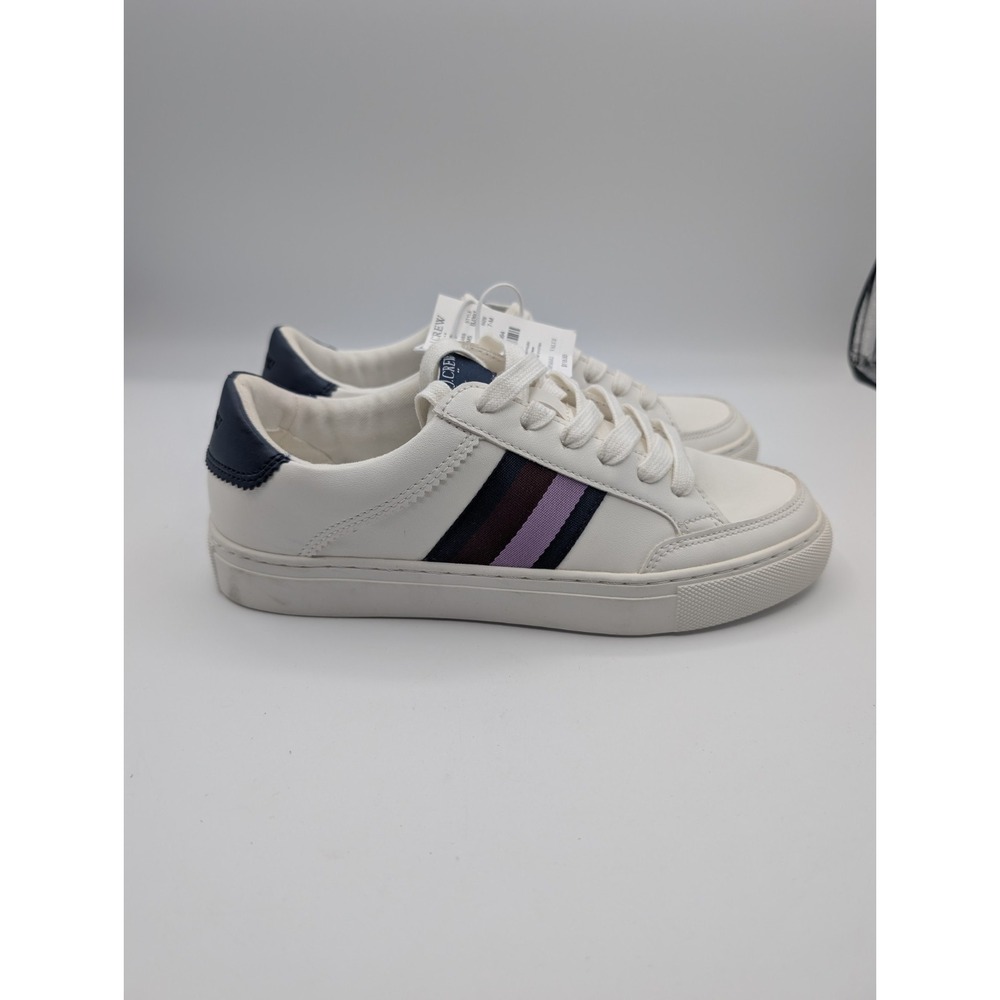 J.Crew Women's Size 7 Low Top Sneakers Ivory Navy Pink Stripe NWT BJ397 Shoes